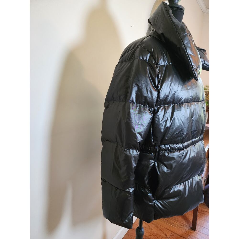 Lands' End Women's XL Black Puffer Down Button Front Jacket‎ Winter Cozy - Picture 5 of 10